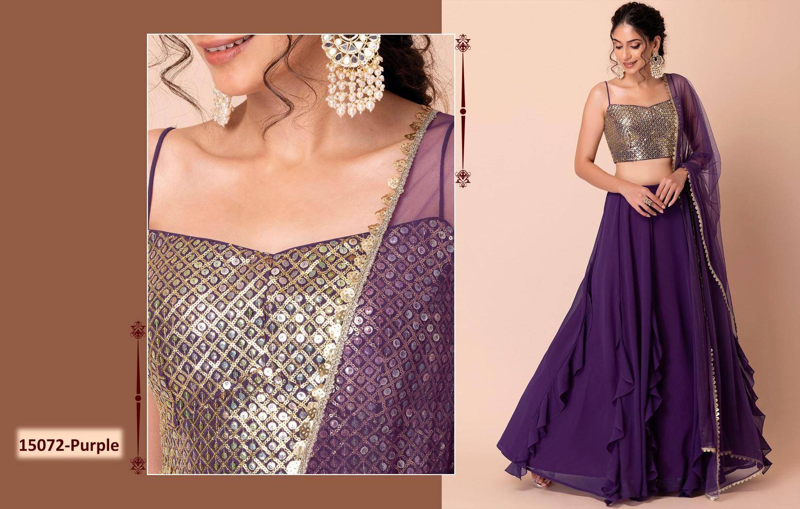 Zeel Clothing vol 26 georgette Purple Wholesale lehenga choli suppliers in Kolkata